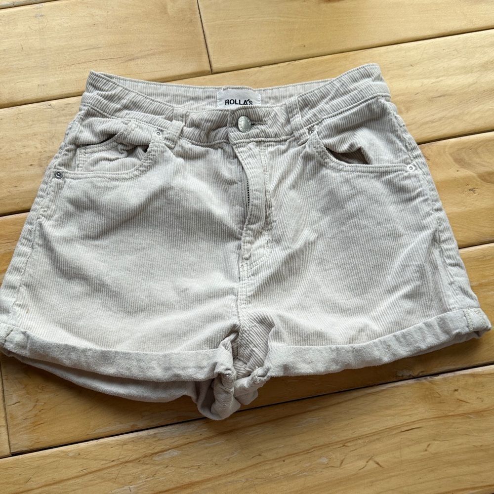ROLLA'S High Waist Cream Corduroy Shorts